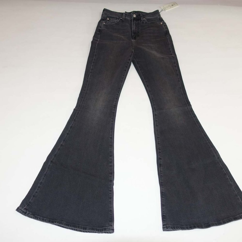 7 For All Mankind Women's Mega Flare Jeans Size 26 NWT High Rise Belle Wash - Picture 3 of 9